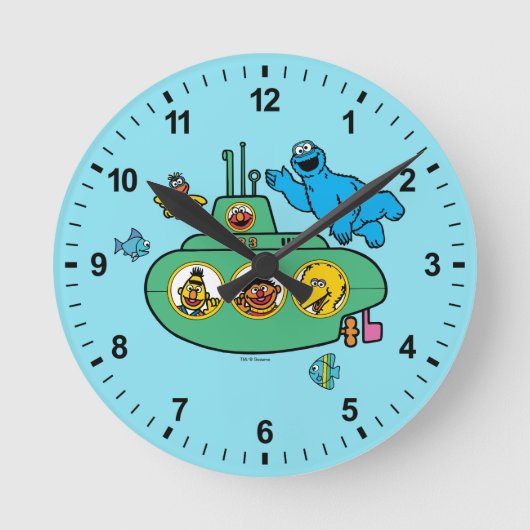 Cookie Monster und Sesam Pals U-Boot Runde Wanduhr (Vorderseite)