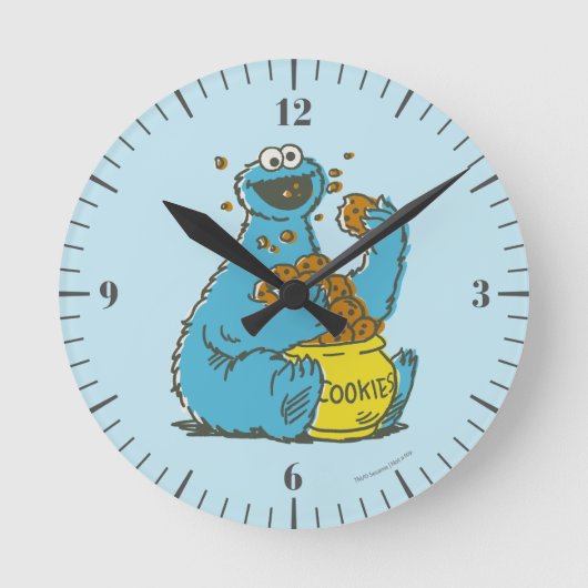Cookie Monster Vintag Runde Wanduhr (Vorderseite)