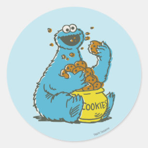Cookie Monster Vintag Runder Aufkleber