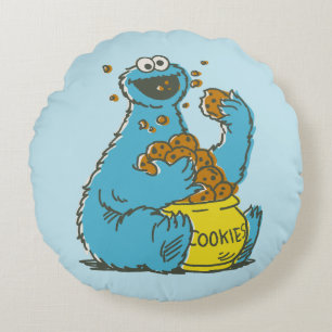 Cookie Monster Vintag Rundes Kissen