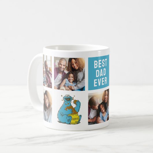 Cookie Monster Vintag | Vater - FotoCollage Kaffeetasse (Vorderseite Links)