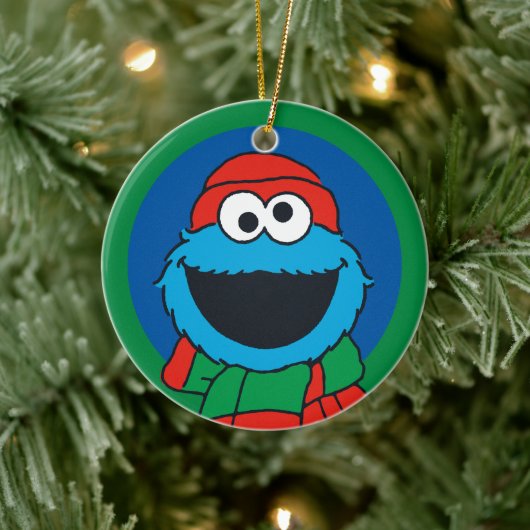 Cookie Monster Winter Scarf  Keramik Ornament (Baum)