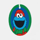 Cookie Monster Winter Scarf  Ornament Aus Metall (Vorderseite links)