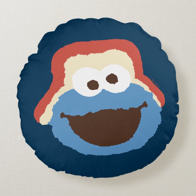 Cookie Monster Woodland Face Rundes Kissen (Vorderseite)