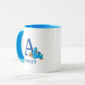 Cookie-Monster zum Essen von Cookies Name & Monogr Tasse (Vorderseite Links)