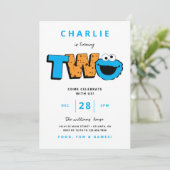 Cookie Monster - Zweiter Geburtstag Einladung (Stehend Vorderseite)