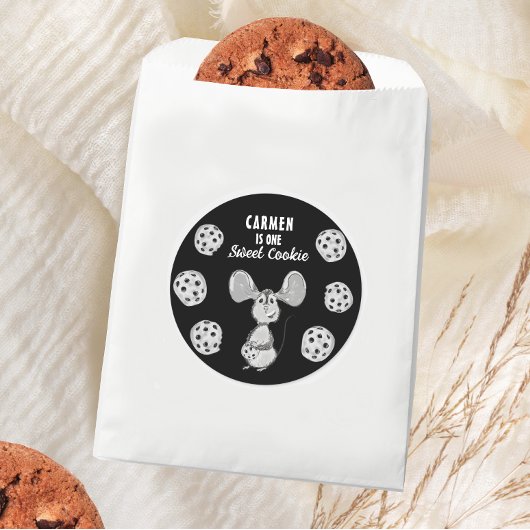 Cookie Mouse Sweet First Birthday Runder Aufkleber