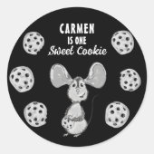 Cookie Mouse Sweet First Birthday Runder Aufkleber (Vorderseite)