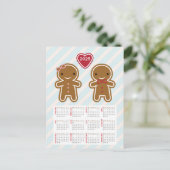 Cookie Niedlich Gingerbread Couple 2025 Kalender Postkarte (Stehend Vorderseite)