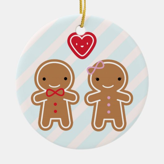 Cookie Niedlich Kawaii Gingerbread Couple Keramik Ornament (Vorne)