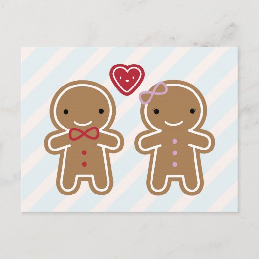 Cookie Niedlich Kawaii Gingerbread Couple Postkarte (Vorderseite)
