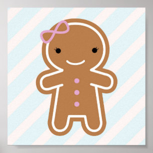 Cookie Niedlich Kawaii Gingerbread Girl Poster