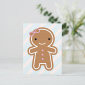 Cookie Niedlich Kawaii Gingerbread Girl Postkarte (Stehend Vorderseite)