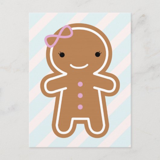 Cookie Niedlich Kawaii Gingerbread Girl Postkarte (Vorderseite)