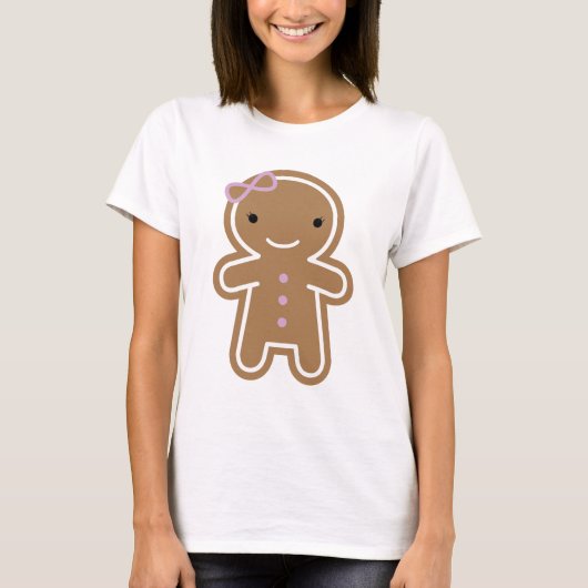 Cookie Niedlich Kawaii Gingerbread Girl T-Shirt (Vorderseite)