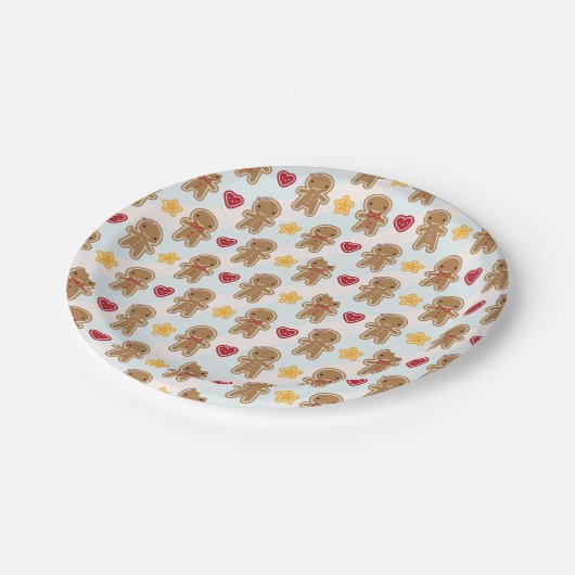 Cookie Niedlich Kawaii Gingerbread Männer Pappteller (Schrägansicht)