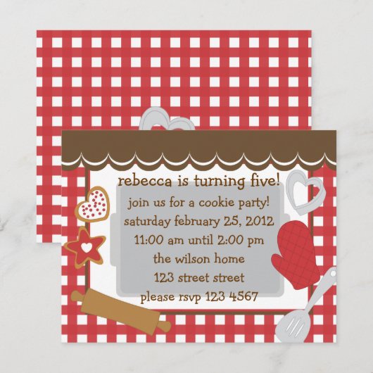 Cookie Party! Einladung (Vorne/Hinten)