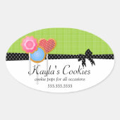 Cookie Pops Grüne Bäckerei Ovaler Aufkleber (Vorderseite)