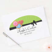 Cookie Pops Grüne Bäckerei Ovaler Aufkleber (Umschlag)
