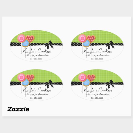 Cookie Pops Grüne Bäckerei Ovaler Aufkleber (Blatt)