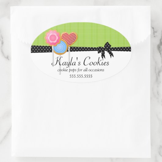 Cookie Pops Grüne Bäckerei Ovaler Aufkleber (Tasche)