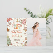 Cookie Santa Baby Weihnachtsdusche Foto Einladung (Stehend Vorderseite)