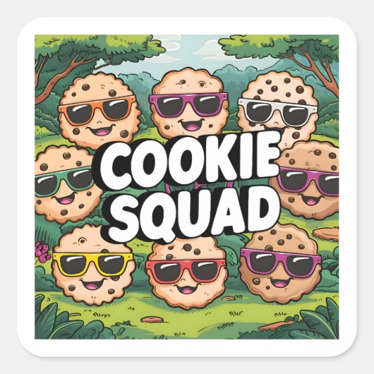 Cookie Squad Quadratischer Aufkleber (Vorderseite)