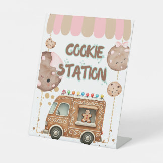 Cookie Station Food Sign Tabletop Padestal Sockelschild