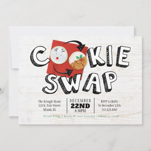 Cookie Swap-Austausch Weihnachtsfeiertag Party Einladung (Vorderseite)