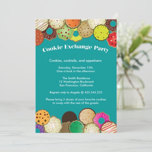 Cookie Swap-Exchange-Party Einladung (Stehend Vorderseite)