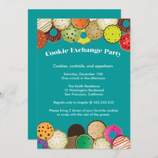 Cookie Swap-Exchange-Party Einladung (Vorne/Hinten)