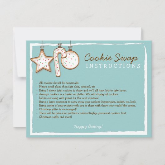 Cookie Swap Instruction Card - Sie können anpassen Einladung (Vorderseite)