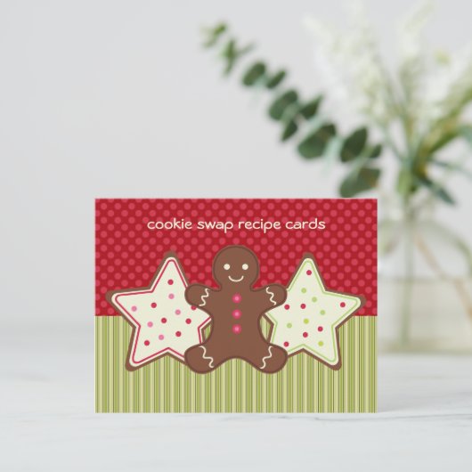 Cookie Swap-Rezeptionskarten Postkarte (Stehend Vorderseite)