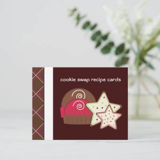 Cookie Swap-Rezeptionskarten Postkarte (Stehend Vorderseite)