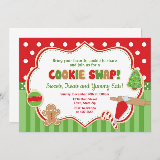 Cookie Swap Weihnachtsfeiertag Party Einladung (Vorne/Hinten)