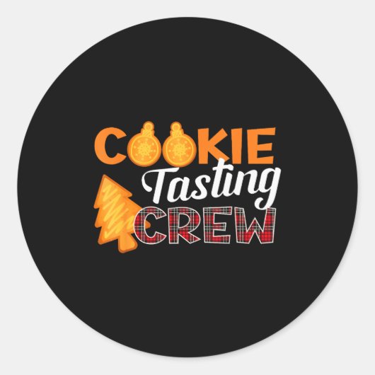 Cookie Tasting Crew - Funny Plaid Christmas Runder Aufkleber (Vorderseite)