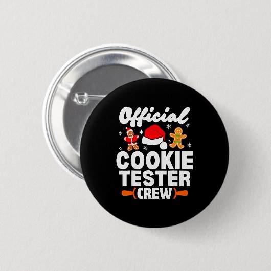 Cookie Tester Crew Christmas Baking Xmas Pajamas  Button (Vorne & Hinten)
