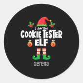 Cookie Tester Elf Family Matching Christmas Name Runder Aufkleber (Vorderseite)