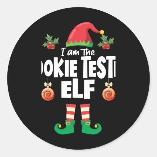 Cookie Tester Elf Family Matching Christmas Name T Runder Aufkleber (Vorderseite)