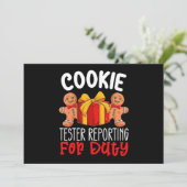 Cookie Tester Reporting für Duty Funny Weihnachten Einladung (Stehend Vorderseite)