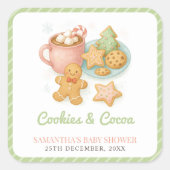 Cookies and Cocoa Christmas Baby Shower  Quadratischer Aufkleber (Vorderseite)