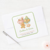 Cookies and Cocoa Christmas Baby Shower Quadratischer Aufkleber (Umschlag)