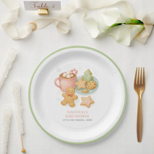 Cookies and Cocoa Winter Baby Shower Pappteller (Hochzeit)