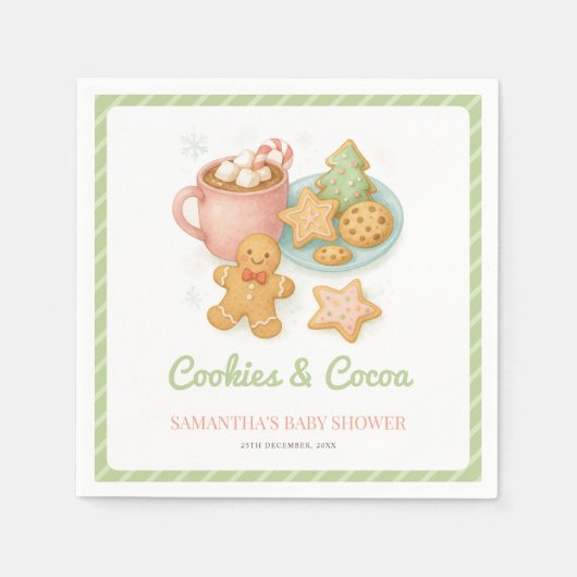 Cookies and Cocoa Winter Baby Shower  Serviette (Vorderseite)