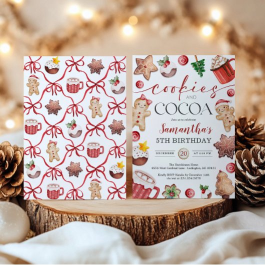 Cookies and Cocoa Winter Birthday Invitation Einladung