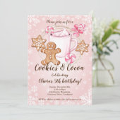 Cookies and Hot Cocoa Christmas Birthday invite Einladung (Stehend Vorderseite)
