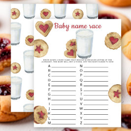 Cookies and milk Baby shower Baby name race game