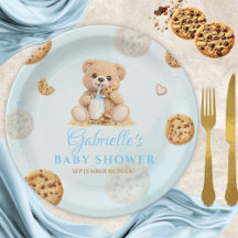 Cookies and milk Baby Shower - Teddy Bear  Blue