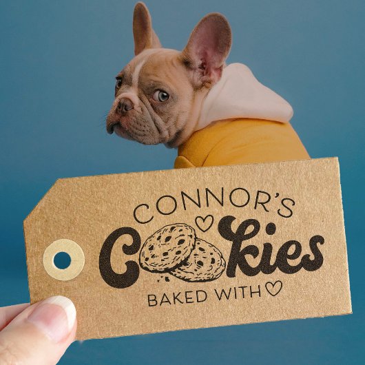 Cookies Backed With Love Heart Custom Name Gummistempel