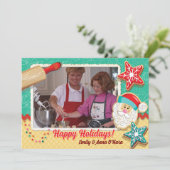 Cookies backen Weihnachtsfotokarten Einladung (Stehend Vorderseite)